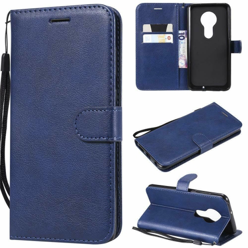 【CSmart】 Magnetic Card Slot Leather Folio Wallet Flip Case Cover for Motorola Moto G7 Power, Navy