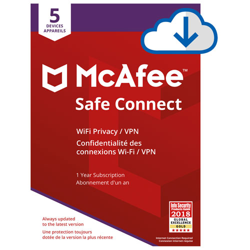 McAfee Safe Connect - 5 Users - 1 Year - Digital Download