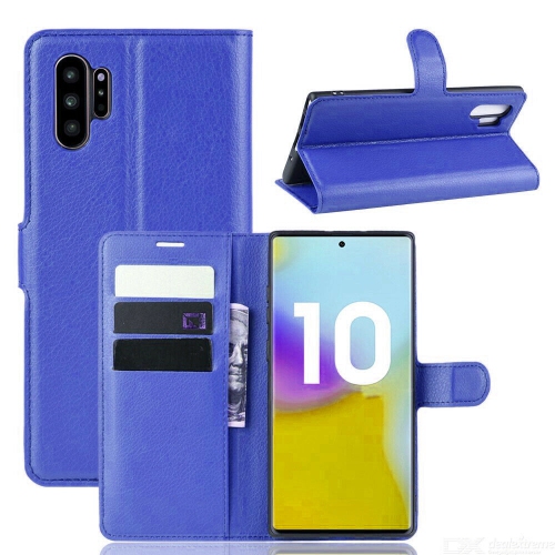 【CSmart】 Magnetic Card Slot Leather Folio Wallet Flip Case Cove for Samsung Galaxy Note 10 Plus, Navy