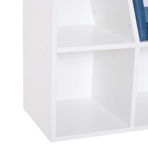HOMCOM 6-Cubby Bookcase with Seat Cushion, Cube Storage Shelf Bookshelf with Reading Nook for Home Office, Study, Blue