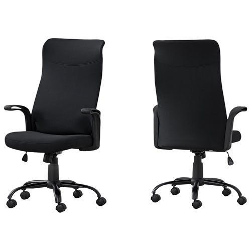 Fauteuil de bureau ergonomique en polyester à dossier haut de Monarch - Noir