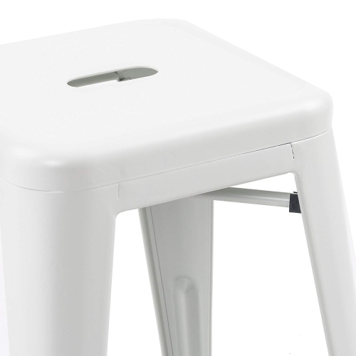 Duramex Set of 4 White 24 Inch Counter Height Metal Bar Stools, Indoor/Outdoor, Stackable