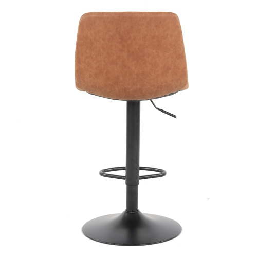 Duramex Set of 2 Brown Black Height Adjustable PU Leather Hydraulic Lift Counter Bar Stool Dining Chair