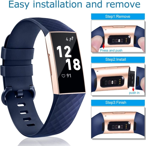 Fitbit Charge 3,Classic & Special Edition Replacement Fitness Sport Wristband Compatible for Charge 3 and Charge 3 SE, Large