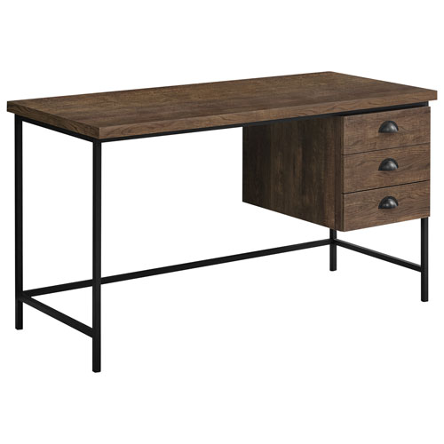 Monarch Contemporary Computer Desk with Drawers - Brown/Black
