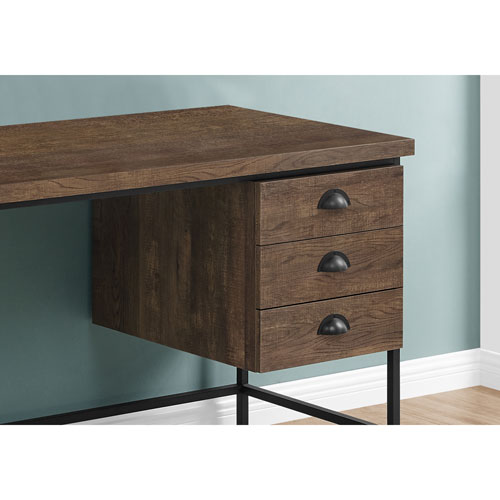 Monarch Contemporary Computer Desk with Drawers - Brown/Black