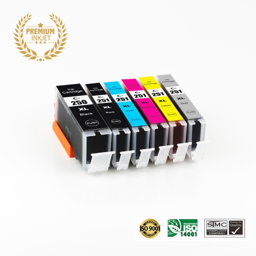 ULTRA INK  6 Colors Combo - Canon Pgi-250Xl Pbk & Cli-251Xl Bk/c/m/y/gy Inkjet Cartridge Online Only
