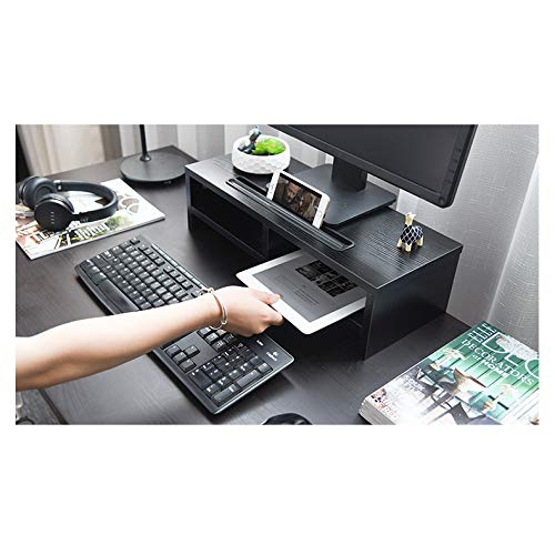 Duramex Computer Monitor Stand TV Shelf Risers 16.7 inch 2 Tiers Monitor Stand Save Space Black