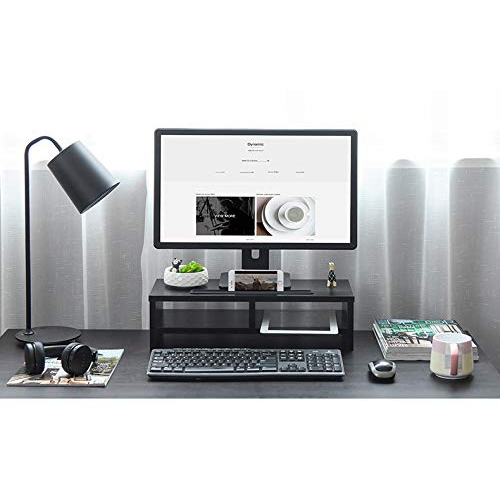 Duramex Computer Monitor Stand TV Shelf Risers 16.7 inch 2 Tiers Monitor Stand Save Space Black