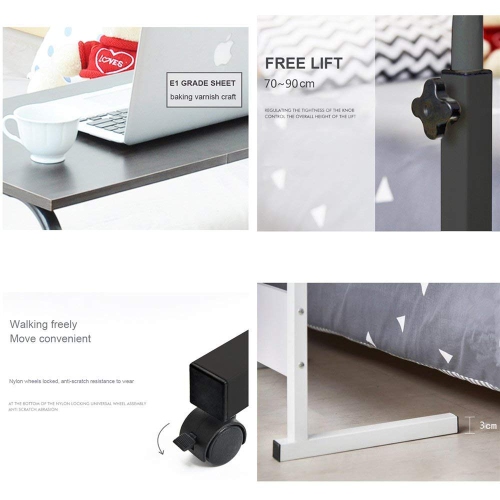 Duramex Adjustable Rolling Mobile Table 31.4" Portable Laptop Computer Stand Desk Cart Tray, Black