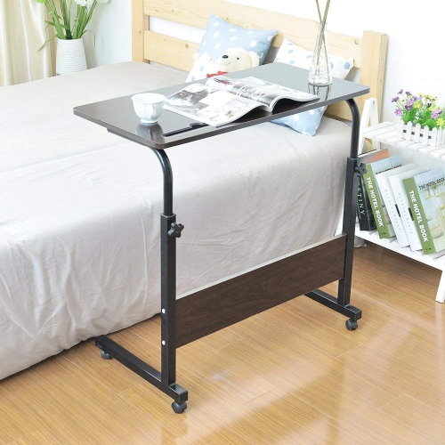 Duramex Adjustable Rolling Mobile Table 31.4" Portable Laptop Computer Stand Desk Cart Tray, Black