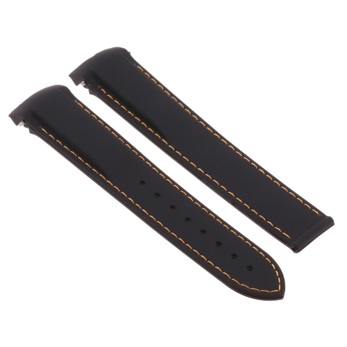 STRAPSCO  Silicone Rubber Watch Band Strap for Omega Seamaster Planet Ocean - 22MM - Black & In Orange