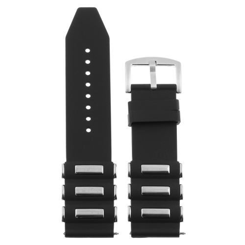 Strapsco Silicone Rubber Bullet Style Watch Band Strap for Invicta 26mm - Black