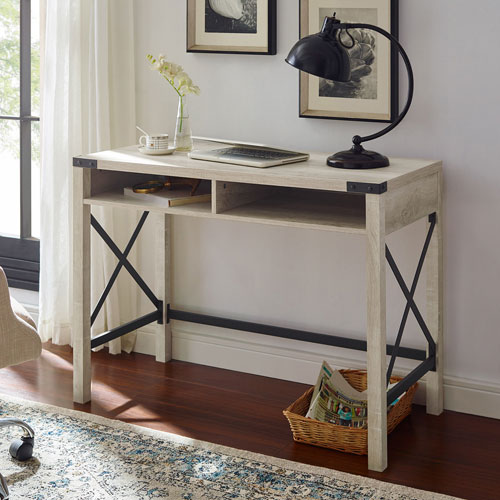 Winmoor Home Modern Writing Desk With Storage White Best Buy