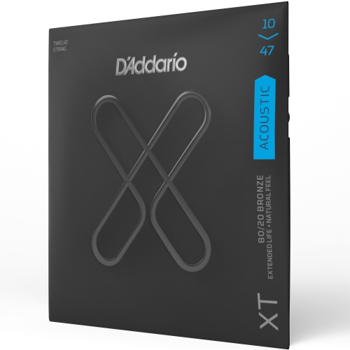Cordes de guitare acoustique 12 cordes en bronze XT 80/20 d’Addario - 10-47