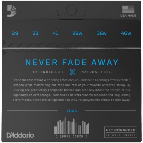 Cordes de guitare classique en cuivre plaqué argent XT d’Addario - rigide