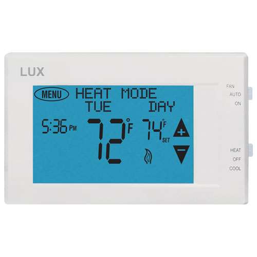 Lux 7-Day Universal Programmable Touchscreen Thermostat - White