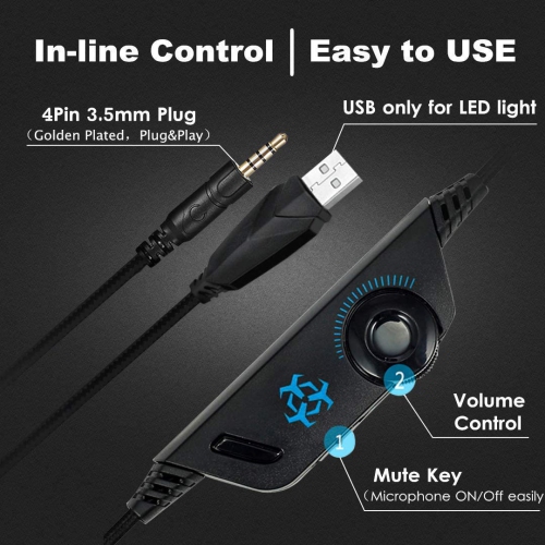 Gaming Headphones Stereo Wired 3.5mm Headset with Mic for PS5 Xbox Nintendo PC