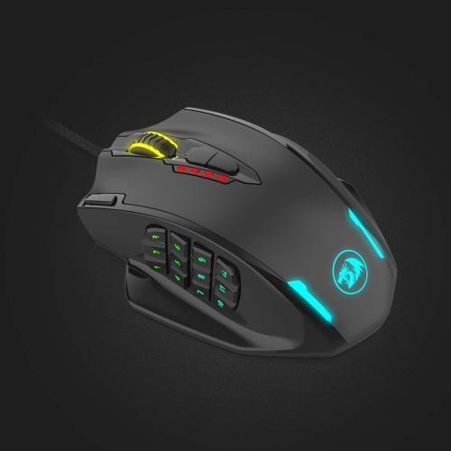 RGB Gaming Mouse, 12400 DPI Wired Laser MMO Mouse with High Precision Actuation, 12 Macro Side Buttons