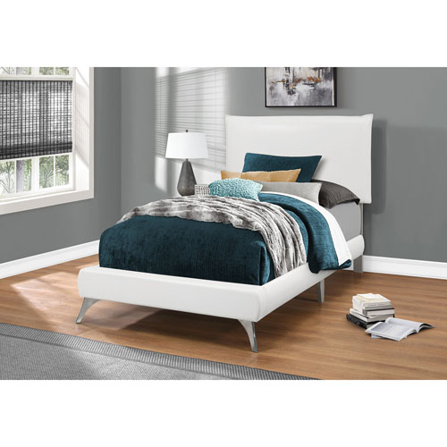Monarch Contemporary Bed Twin White, Best Modern Twin Beds