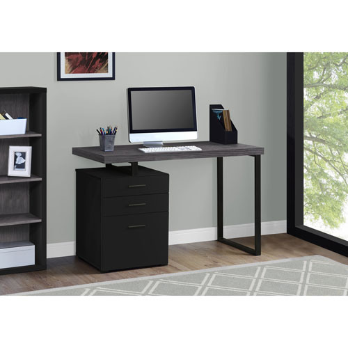 Monarch Computer Desk With Drawers Black Grey Best Buy Canada