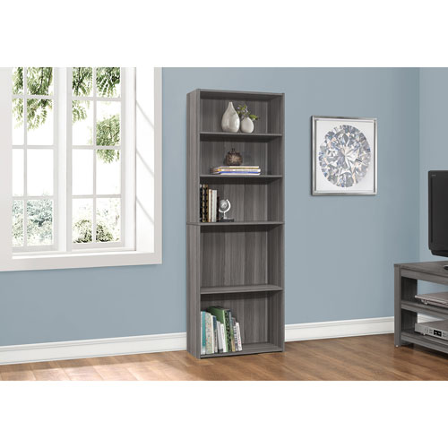 Monarch 72" 5-Shelf Bookcase - Grey