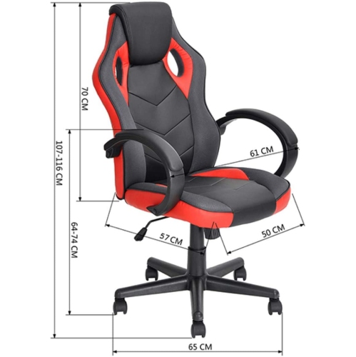 Meubles Nicer Reclining Racing Chaise de jeu avec Inclinez et Armest Rouge