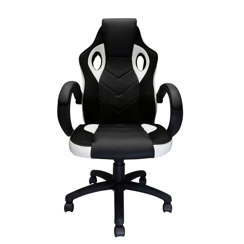 Nicer Furniture White Racing Gaming Chair with Tilt and Armrest