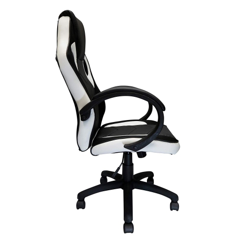 Nicer Furniture White Racing Gaming Chair with Tilt and Armrest