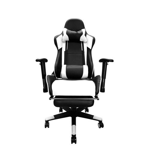 Nicer Furniture Erognomic Racing Gaming Chair with Adjustable Armrest and Footrest White
