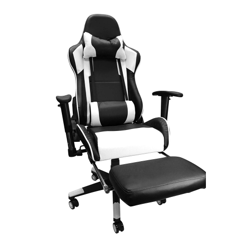 Nicer Furniture Erognomic Racing Gaming Chair with Adjustable Armrest and Footrest White