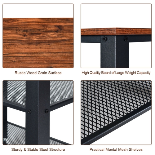 Gymax Industrial Serving Cart 3-Tier Kitchen Utility Cart on Wheels w/Storage Black