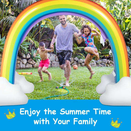 Gymax Inflatable Rainbow Sprinkler Backyard Games Summer Outside Water Toy Yard Fun