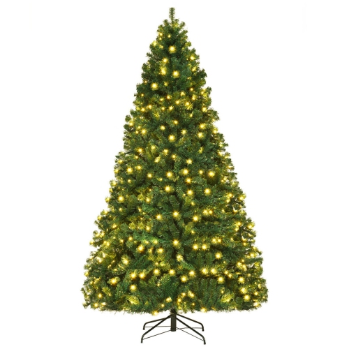 Gymax 8' Pre-Lit with 430 LED Lights Artificial Christmas Tree Stand