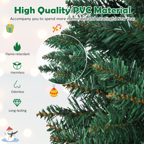 Gymax 6' PVC Artificial Christmas Tree Holiday Decor Slim Pencil Tree Metal Stand