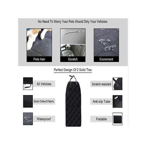 Gymax Black Waterproof Pet Front Seat Cover For Cars Nonslip Rubber Backing w/ Anchor