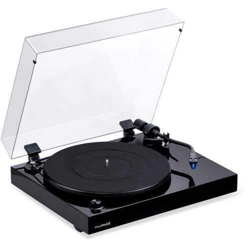 Tourne-disque haute fidélité en vinyle RT84 de Fluance avec cartouche bleue Ortofon 2M et moteur de contrôle de vitesse