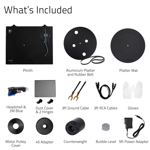 Tourne-disque haute fidélité en vinyle RT84 de Fluance avec cartouche bleue Ortofon 2M et moteur de contrôle de vitesse