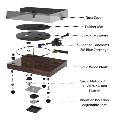 Fluance RT84 Reference High Fidelity Vinyl Turntable Record Player with Ortofon 2M Blue Cartridge & Speed Control Motor