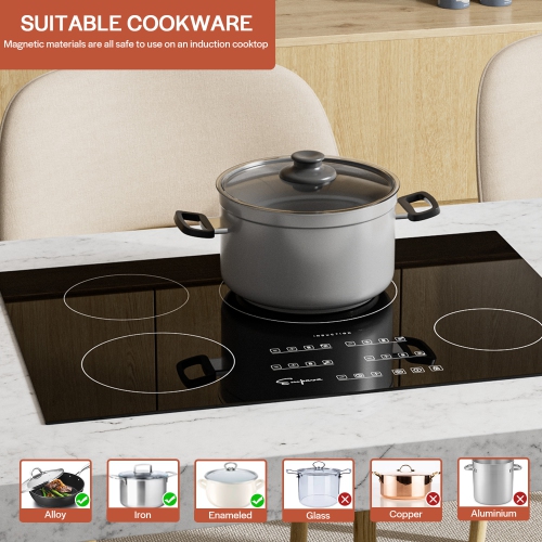 Empava 30" 4-Burner Electric Induction Cooktop - Black