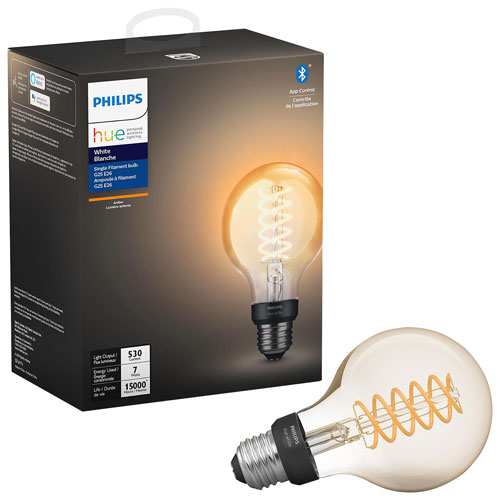Ampoule DEL Bluetooth blanche intelligente à filament G25 Hue de Philips