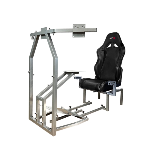 GTR Simulator – modèle CRJ avec siège en similicuir réglable, cockpit de simulation de vol double support de commande, support pour trois moniteurs