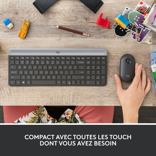 Ensemble avec clavier mince et souris optique sans fil MK 470 de Logitech - Noir