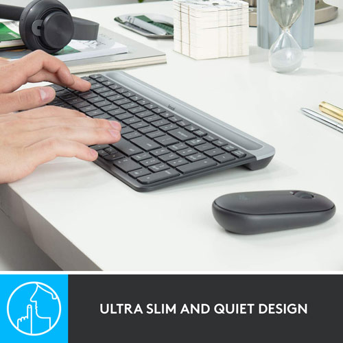 Ensemble avec clavier mince et souris optique sans fil MK 470 de Logitech - Noir