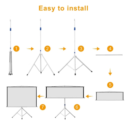 Projection Screen 100" 16:9 with Tripod Stand Height Adjustable Portable Projection Screen Foldable Stand
