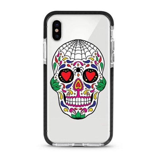 Fitted Soft Shell Transparent Case for iPhone X/Xs from Hoola Boutique - Mexican Sugar Skull, Heart Skull, Floral Skull