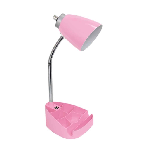 LIMELIGHTS  Gooseneck Organizer Desk Lamp With Ipad Tablet Stand Book Holder And USB Port In Pink
