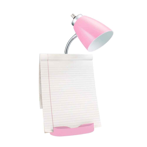Gooseneck Organizer Desk Lamp with iPad Tablet Stand Book Holder and USB port, Pink