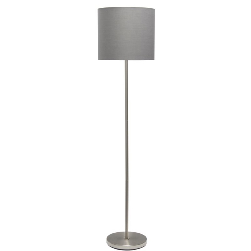 ALL THE RAGES CANADA Simple Designs Metal Floor Lamp W/ Foot Switch In Nickel With White Shade