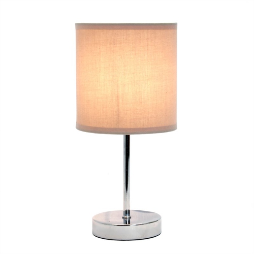 Simple Designs Chrome Metal Basic Table Lamp with Gray Shade